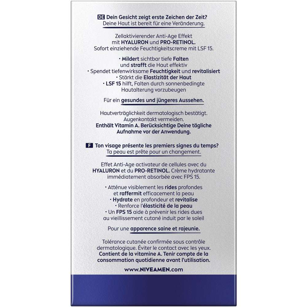 Produktabbildung Nivea Feuchtigkeitscreme Men, Anti Age Hyaluron