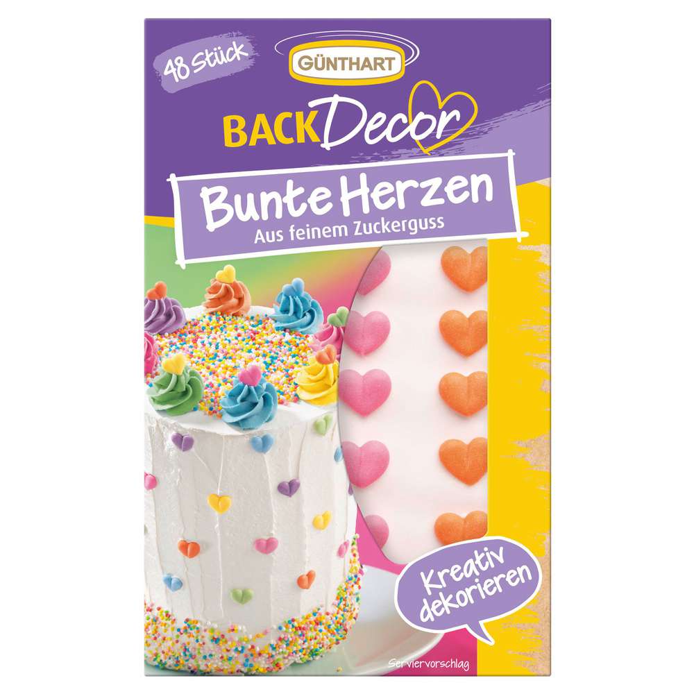 Produktabbildung Günthart Kuchen Deko Bunte Zucker Herzen