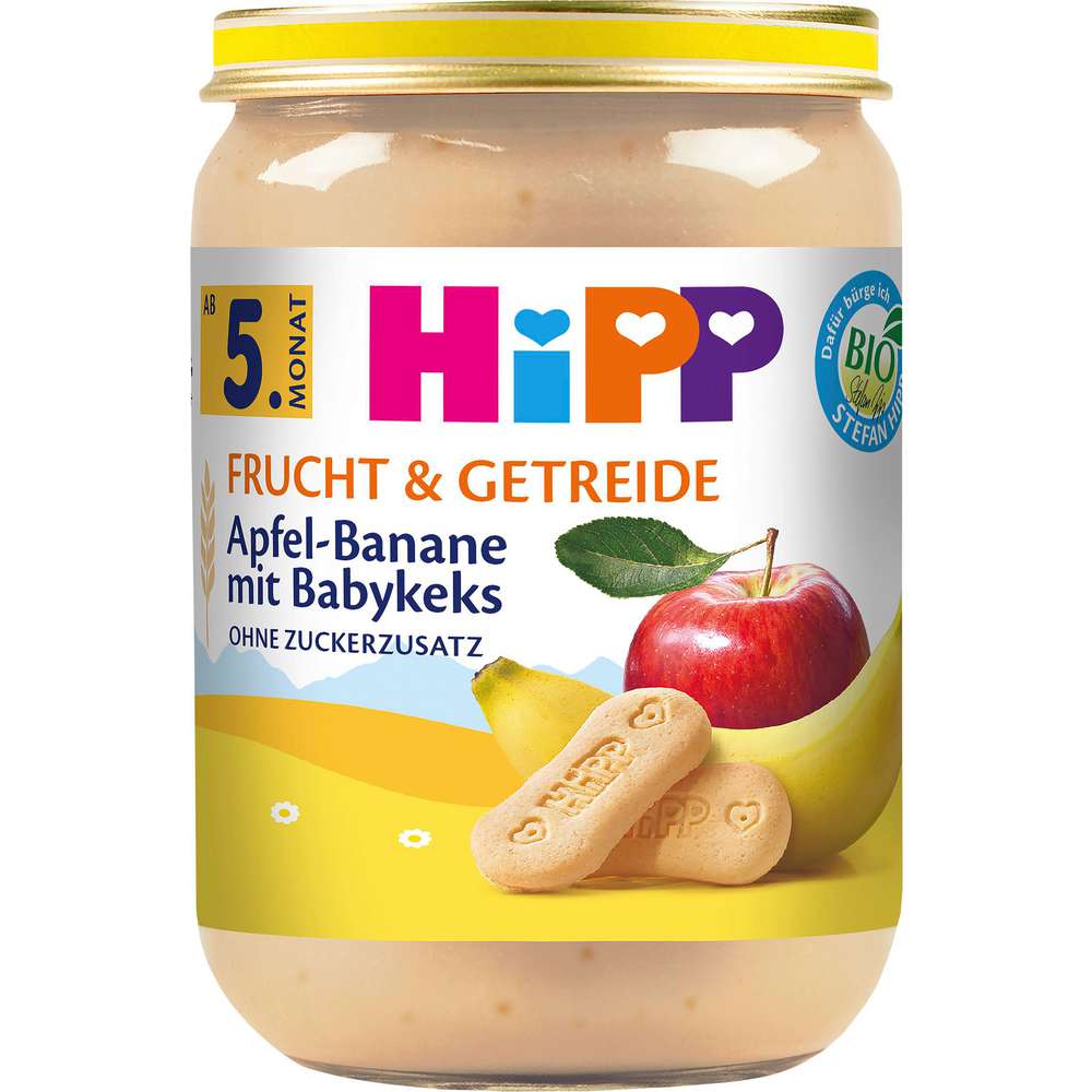 Produktabbildung Hipp Babynahrung Frucht & Getreide, Apfel/Banane/Keks