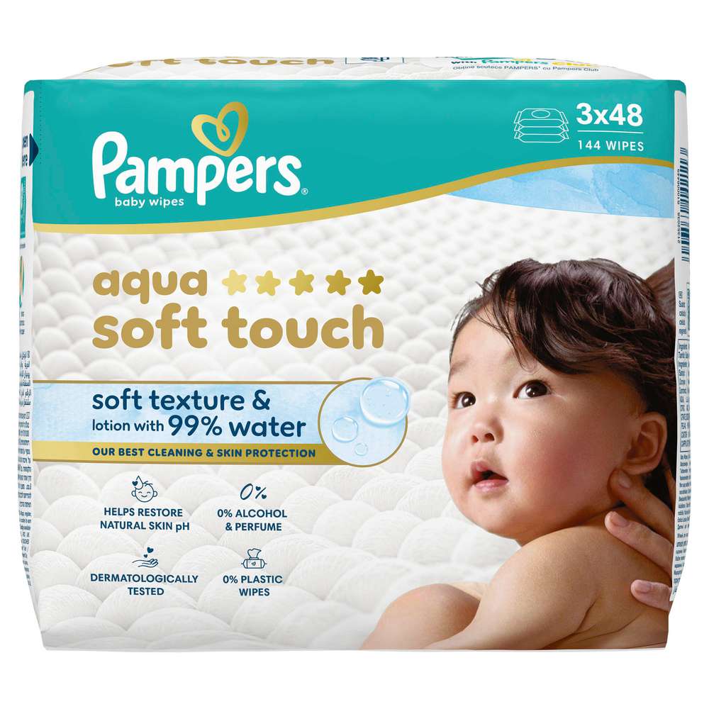 Produktabbildung Pampers Feuchttücher Aqua Soft Touch 3 x 48 Stück