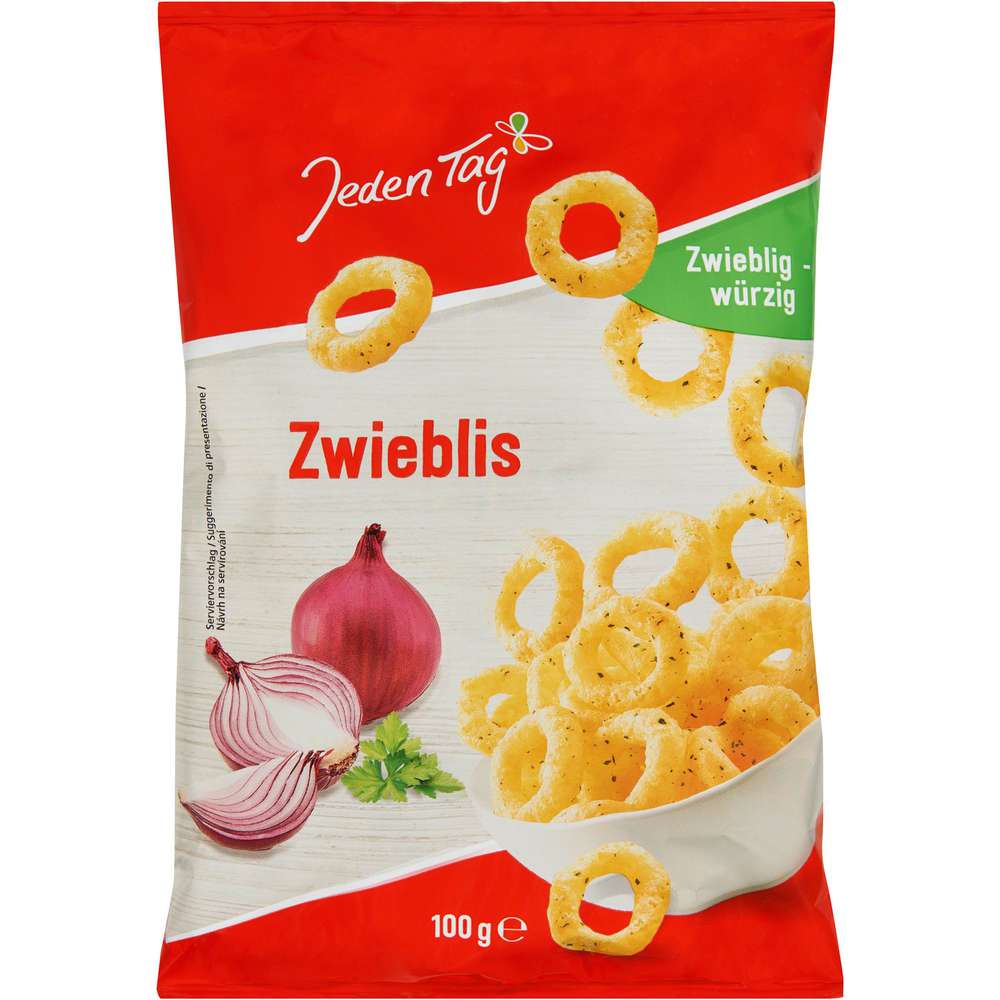 Produktabbildung Jeden Tag Zwieblis, Maissnack mit Zwiebelgeschmack