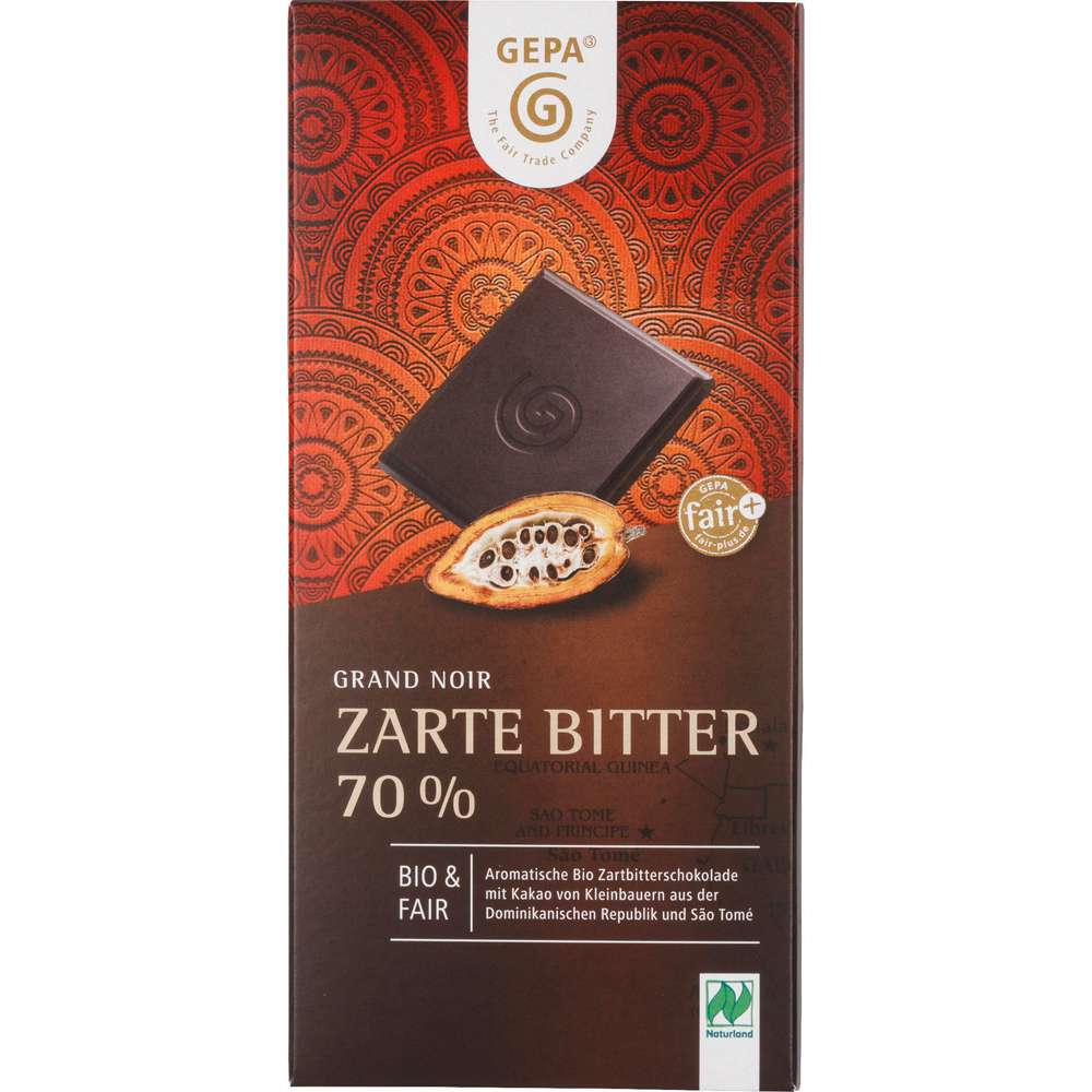 Produktabbildung Gepa Bio Tafelschokolade, Grand Noir,  Zartbitter 70%