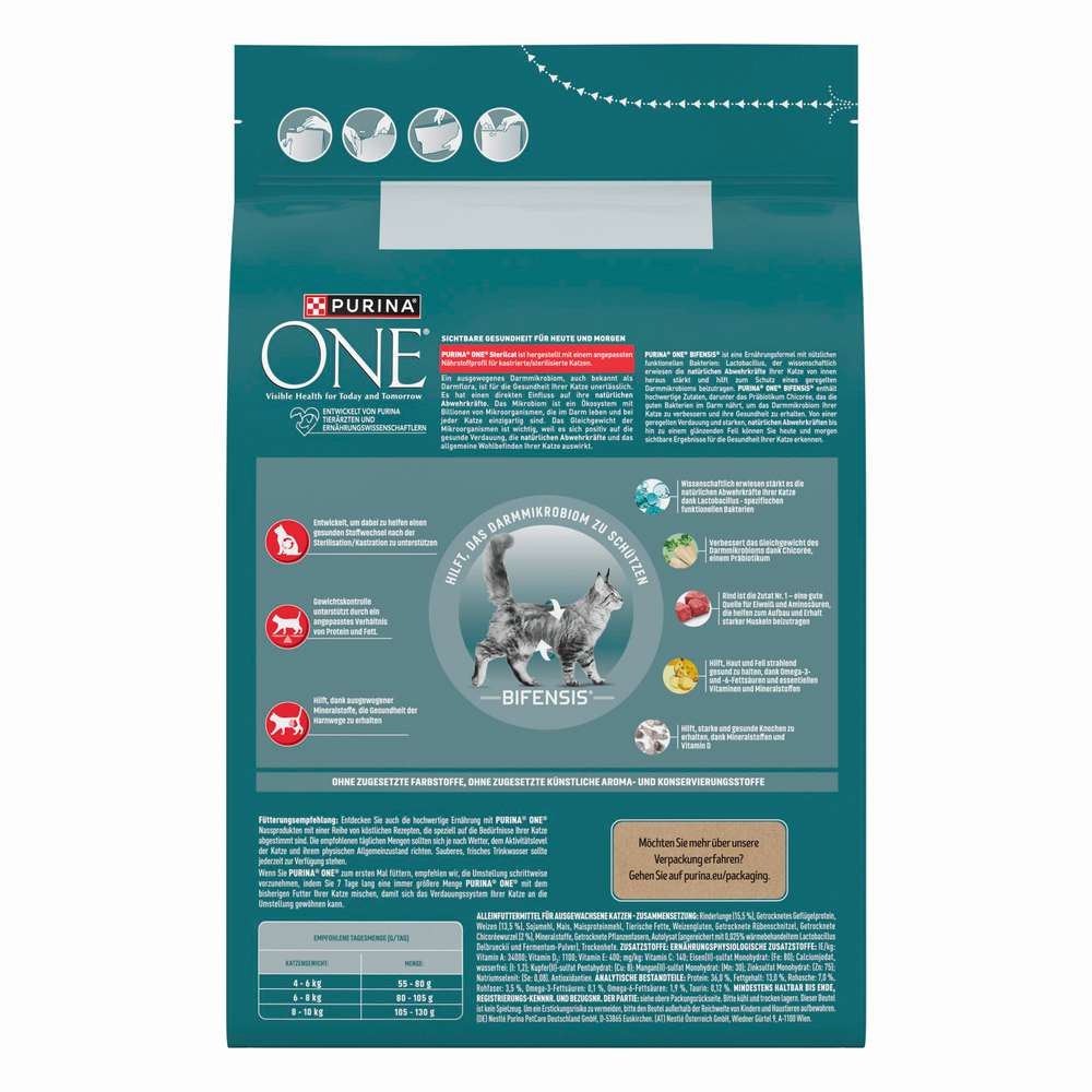 Produktabbildung Purina Katzen-Trockenfutter One, Bifensis, Sterilicat Rind