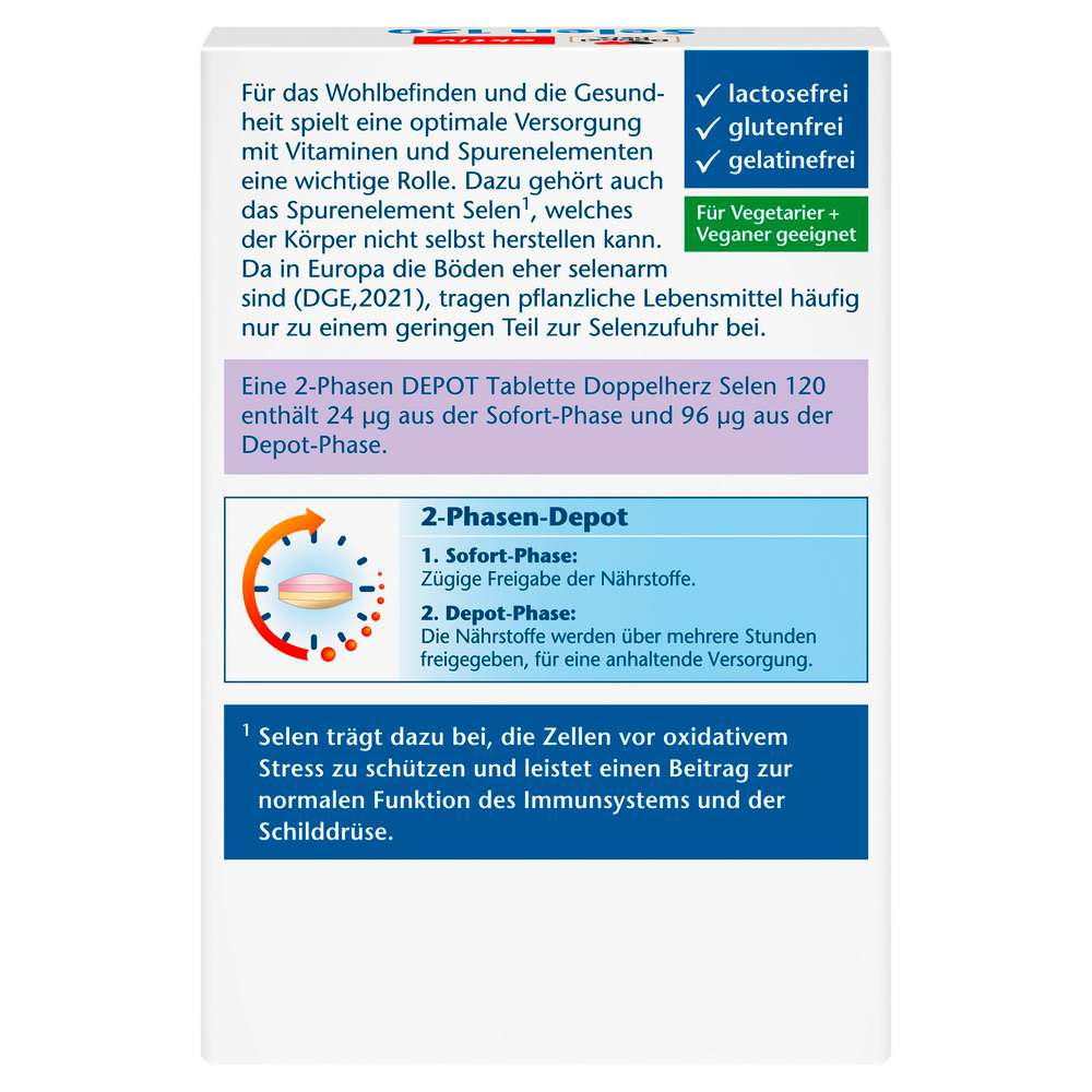 Produktabbildung Doppelherz Selen 120,  2-Phasen Depot Tabletten