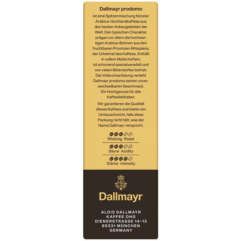 Produktabbildung Dallmayr Prodomo, Kaffee gemahlen