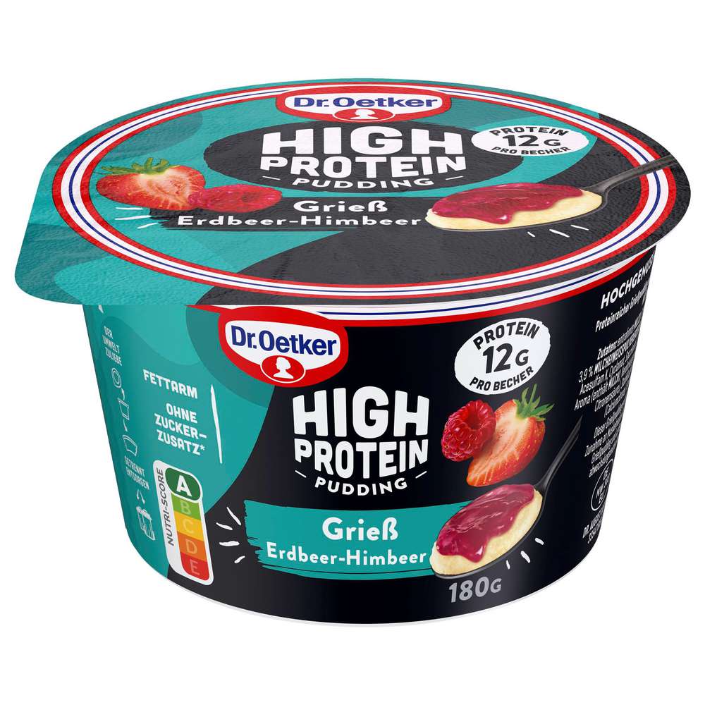 Produktabbildung Dr. Oetker High Protein Pudding Grieß Erdbeer-Himbeer