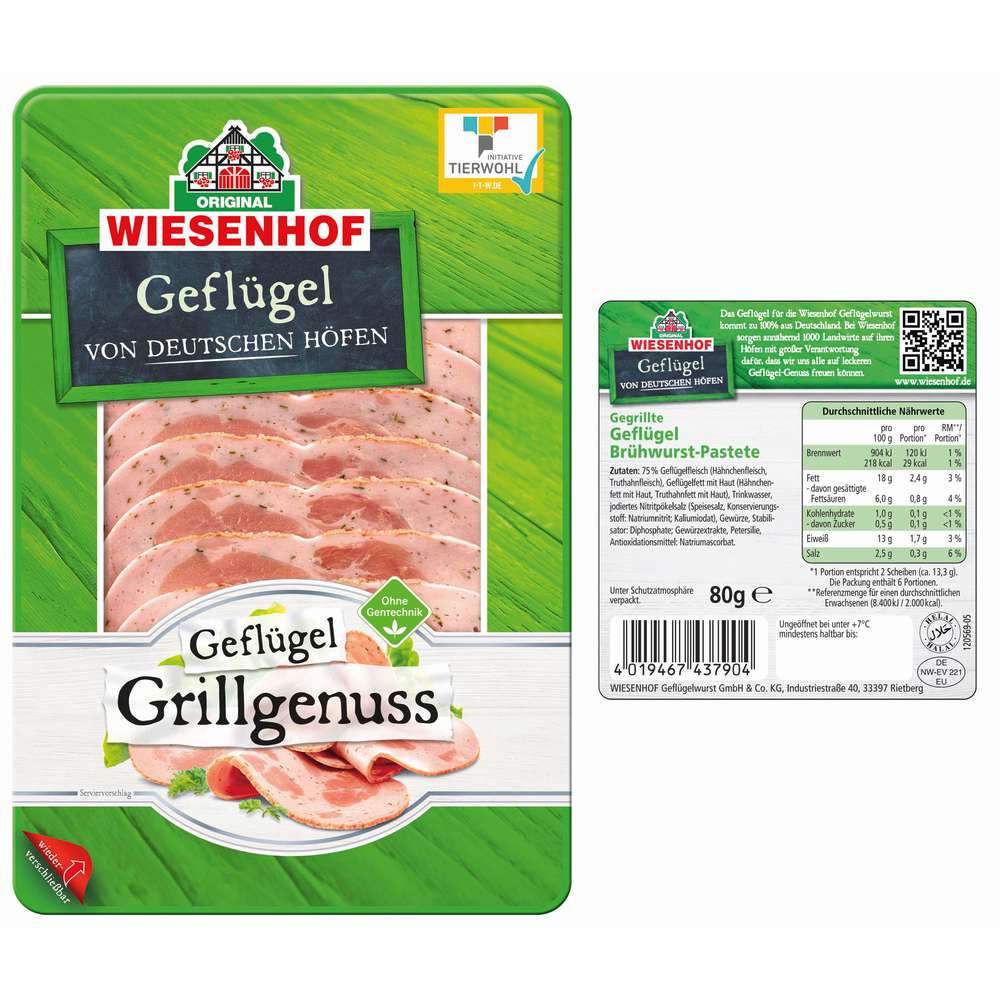 Produktabbildung Wiesenhof Gegrillte Geflügel Brühwurst-Pastete