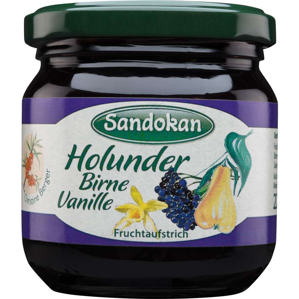 Produktabbildung Sandokan Fruchtaufstrich, Holunder/Birne/Vanille