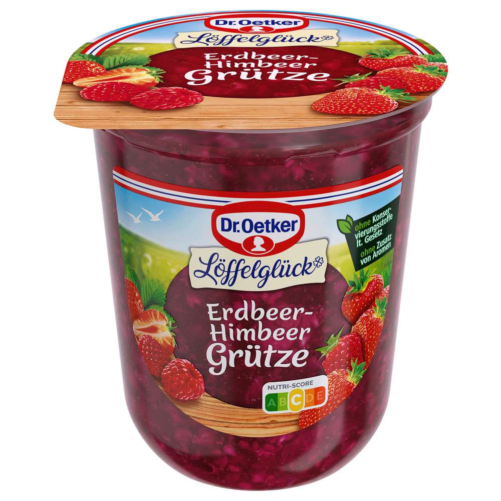 Produktabbildung Dr. Oetker Erdbeer-Himbeer Grütze, Löffelglück