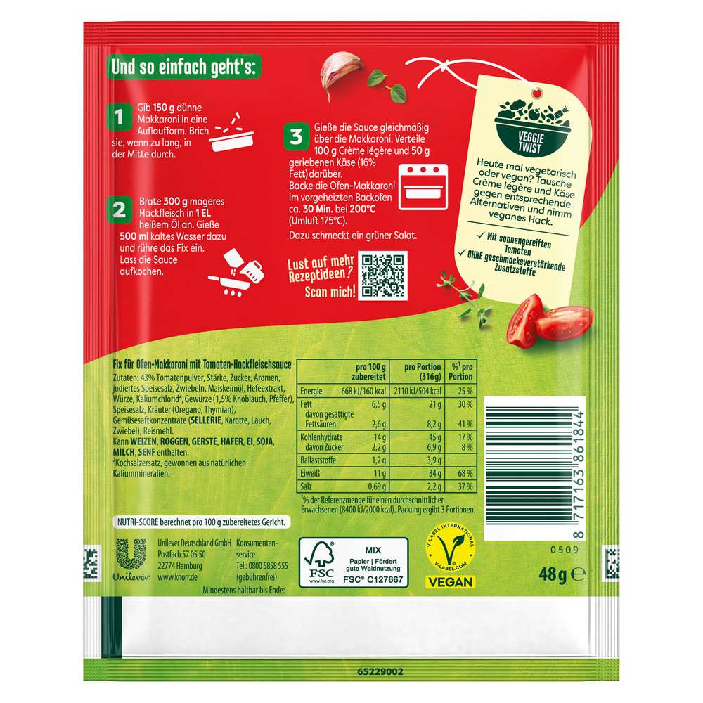 Produktabbildung Knorr Fix-Würzmischung, Ofen-Makkaroni alla mamma