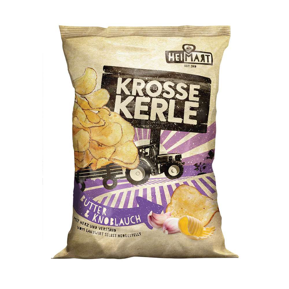 Produktabbildung Krosse Kerle Chips, Butter & Knoblauch