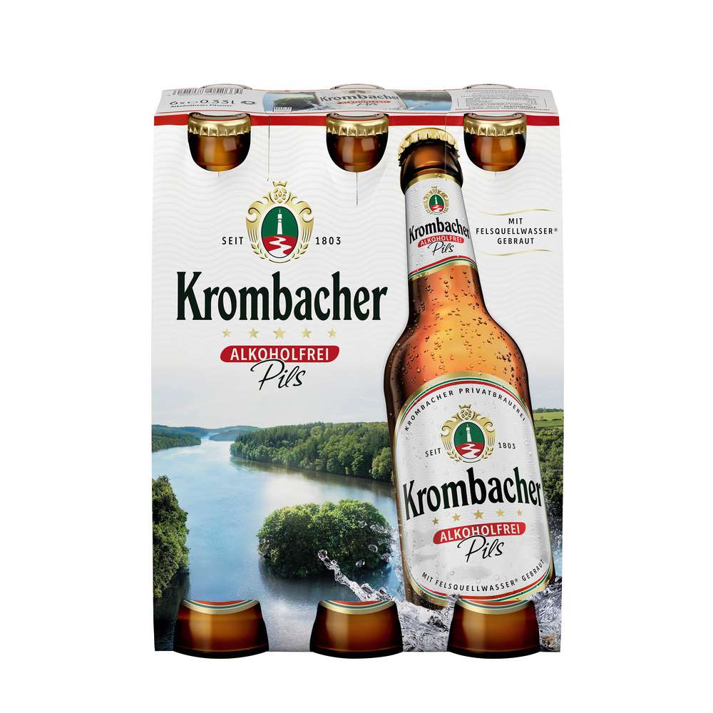 Produktabbildung Krombacher Pilsener Bier, alkoholfrei (6x 0,330 Liter)