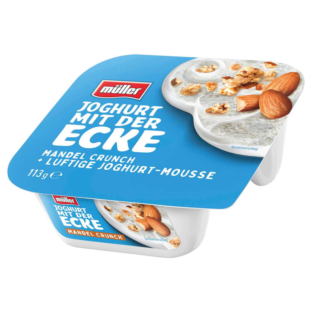 Produktabbildung Müller Joghurt mit der Ecke Mandel Crunch + Joghurt-Mousse