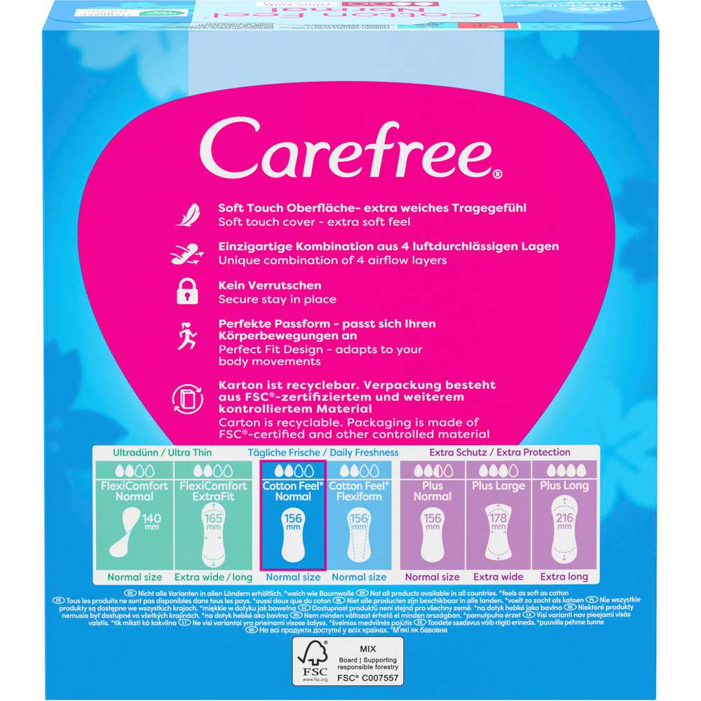 Produktabbildung Carefree Slipeinlagen Cotton Feel Normal, ohne Duft, 56er