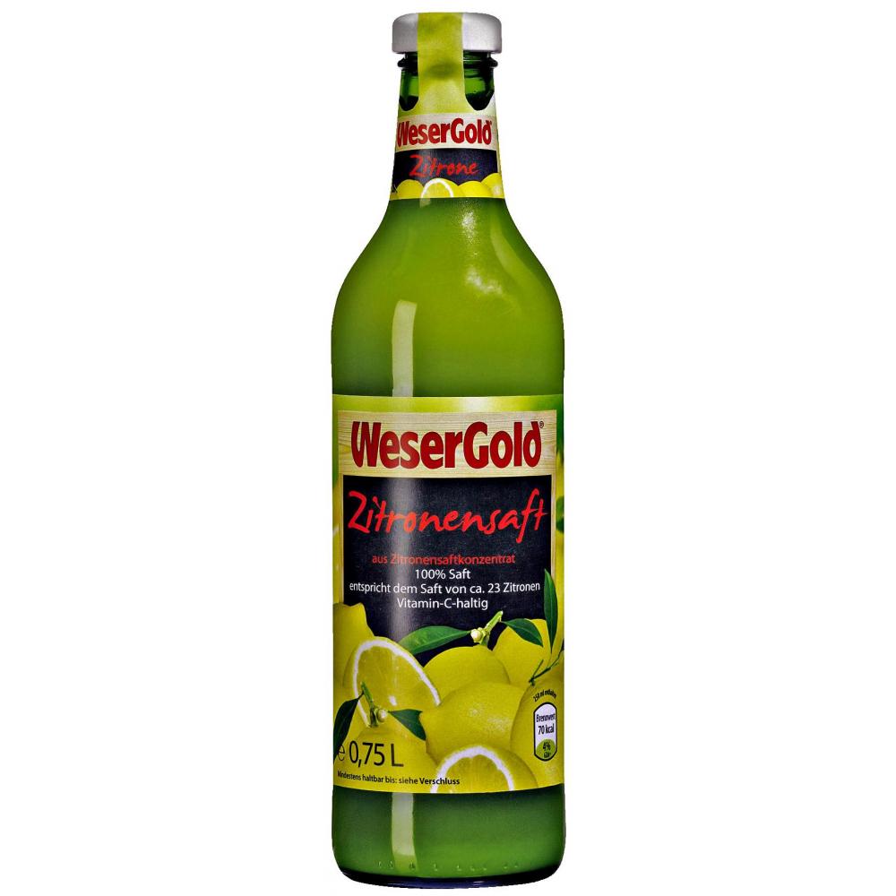 Produktabbildung keine Marke WeserGold  Zitronensaft, 0,75 l