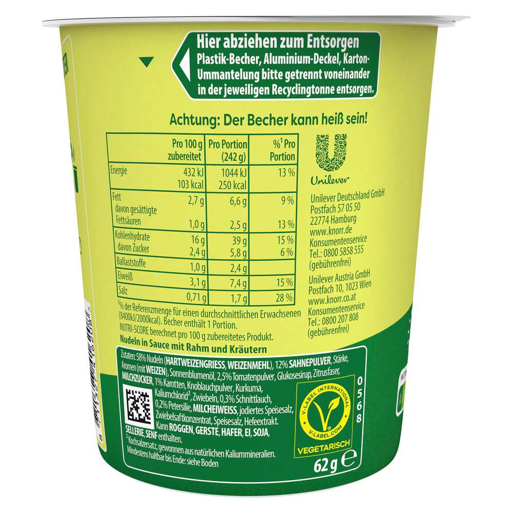 Produktabbildung Knorr Pasta Snack, Rahm-Sauce