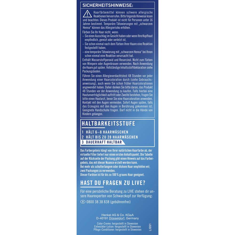 Produktabbildung Schwarzkopf Live Intense Colour, 099 Deep Black