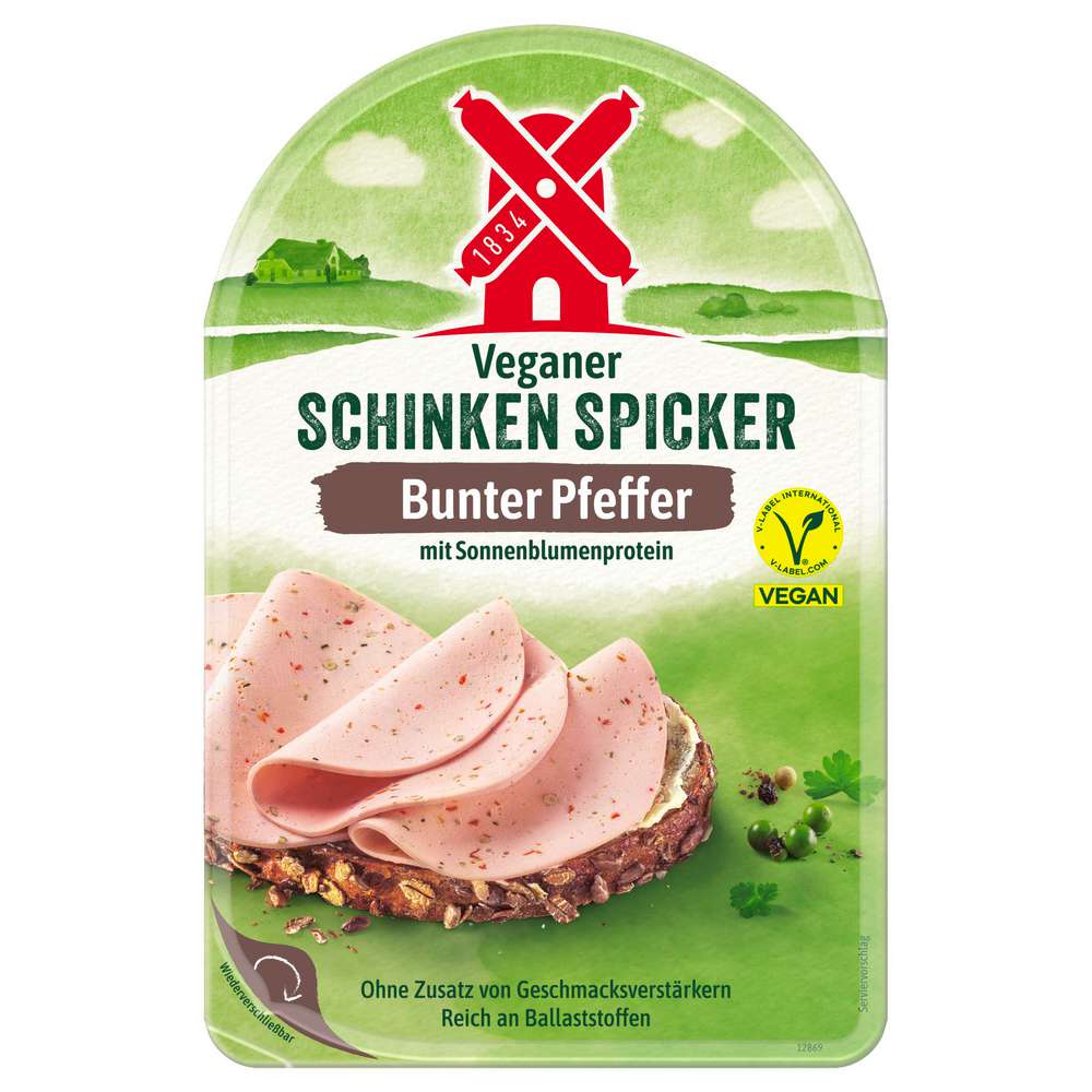 Produktabbildung Rügenwalder Mühle Veganer Schinken Spicker mit buntem Pfeffer