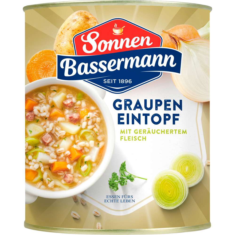 Produktabbildung Sonnen Bassermann Graupen-Eintopf, mit geräuchertem Fleisch