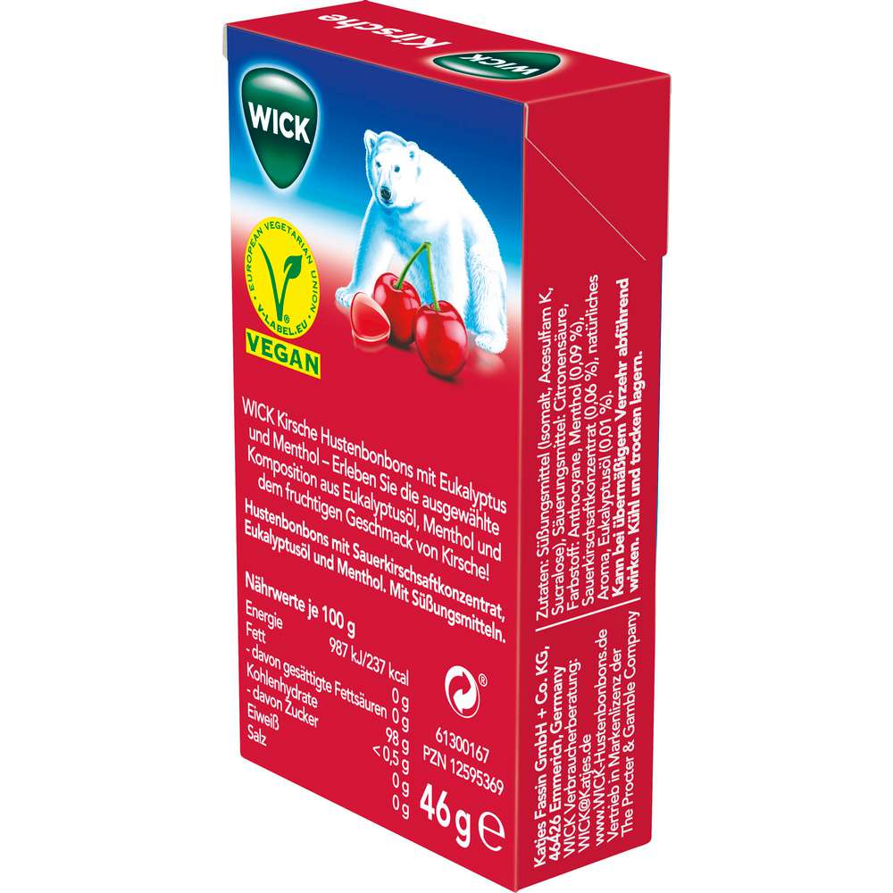 Produktabbildung Wick Bonbons Kirsche-Eukalyptus, ohne Zucker