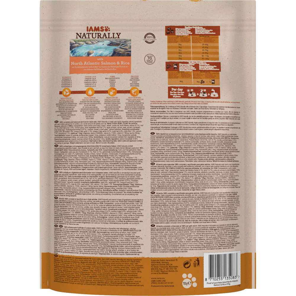 Produktabbildung IAMS Naturally Katzen-Trockenfutter, Lachs/Reis