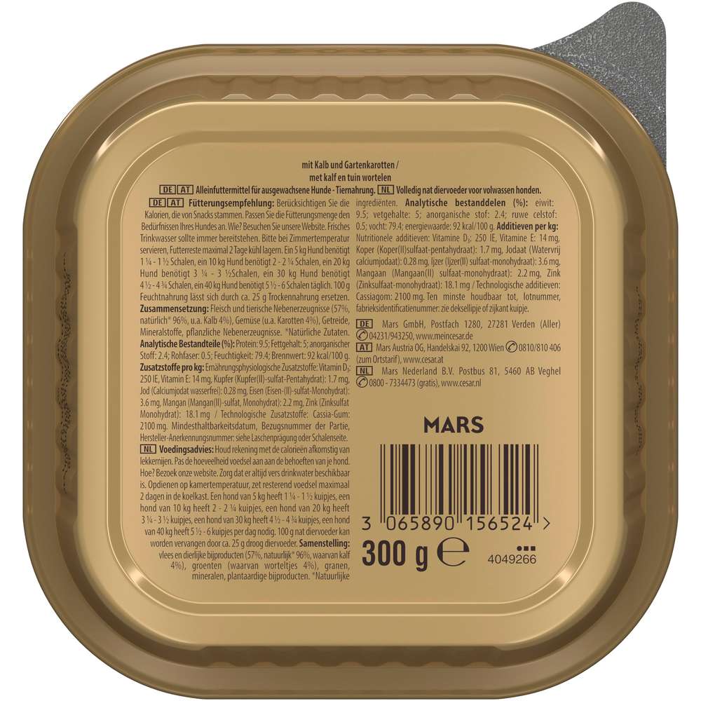 Produktabbildung Cesar Hunde-Nassfutter, Kalb/Karotte