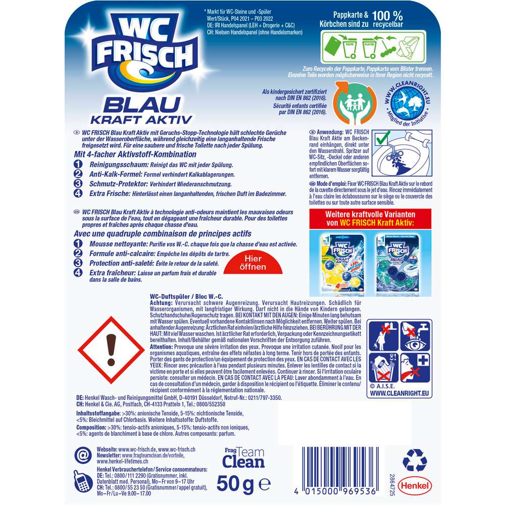Produktabbildung WC Frisch WC Duftspüler Frisch Aktiv, Blauspüler Chlor