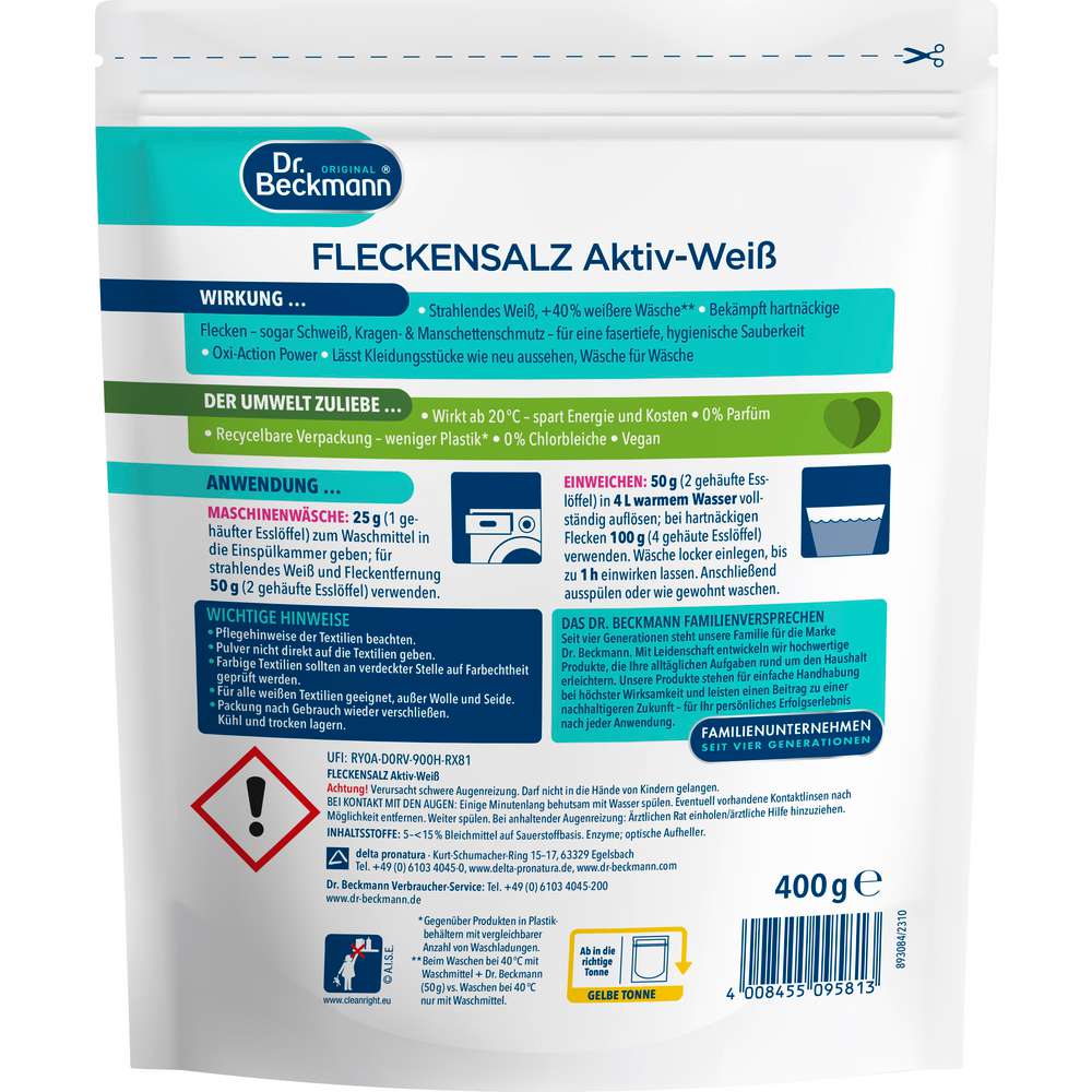Produktabbildung Dr. Beckmann Fleckensalz, Aktiv-Weiß