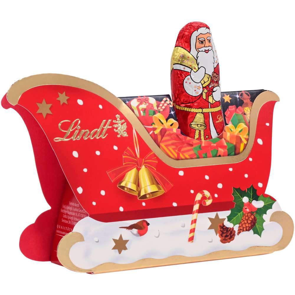 Produktabbildung Lindt Mini Schokoladenweihnachtsmann im Schlitten