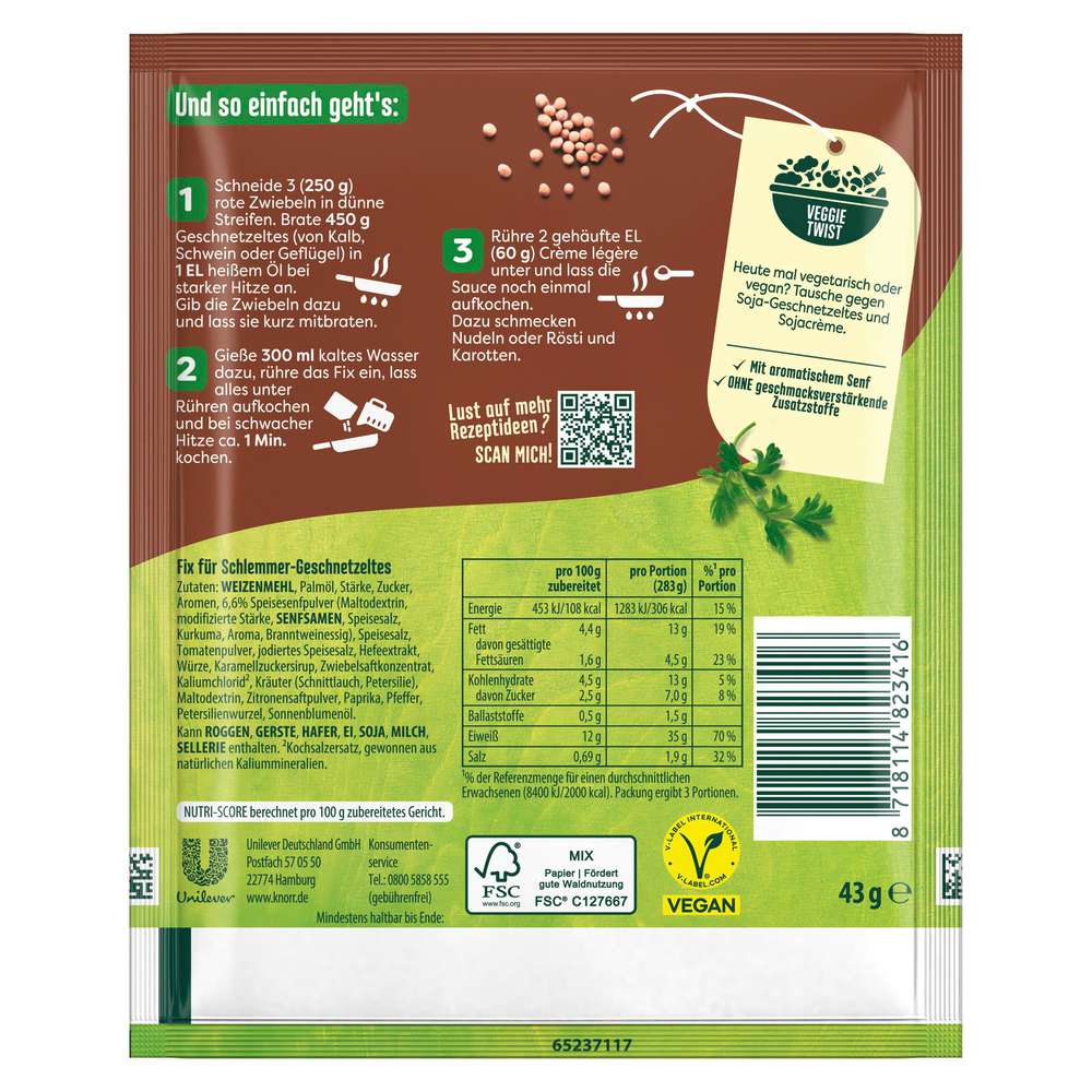 Produktabbildung Knorr Fix Würzmischung Schlemmer-Geschnetzeltes