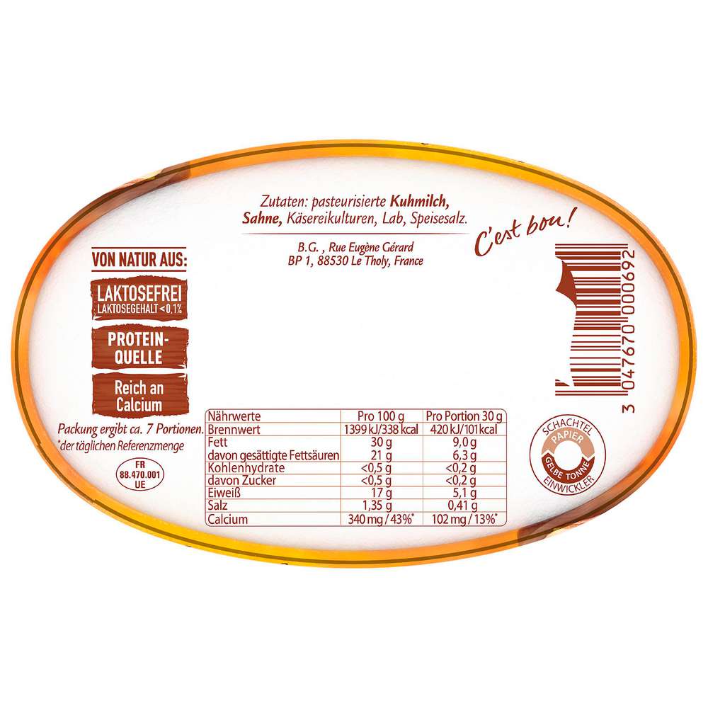 Produktabbildung Géramont Weichkäse, Cremig/Würzig