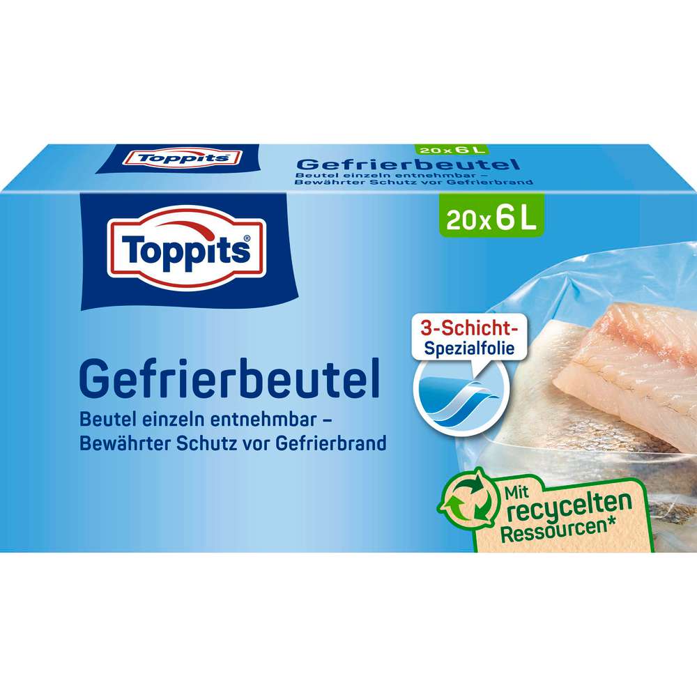 Produktabbildung Toppits Gefrierbeutel mit Standboden, 6l