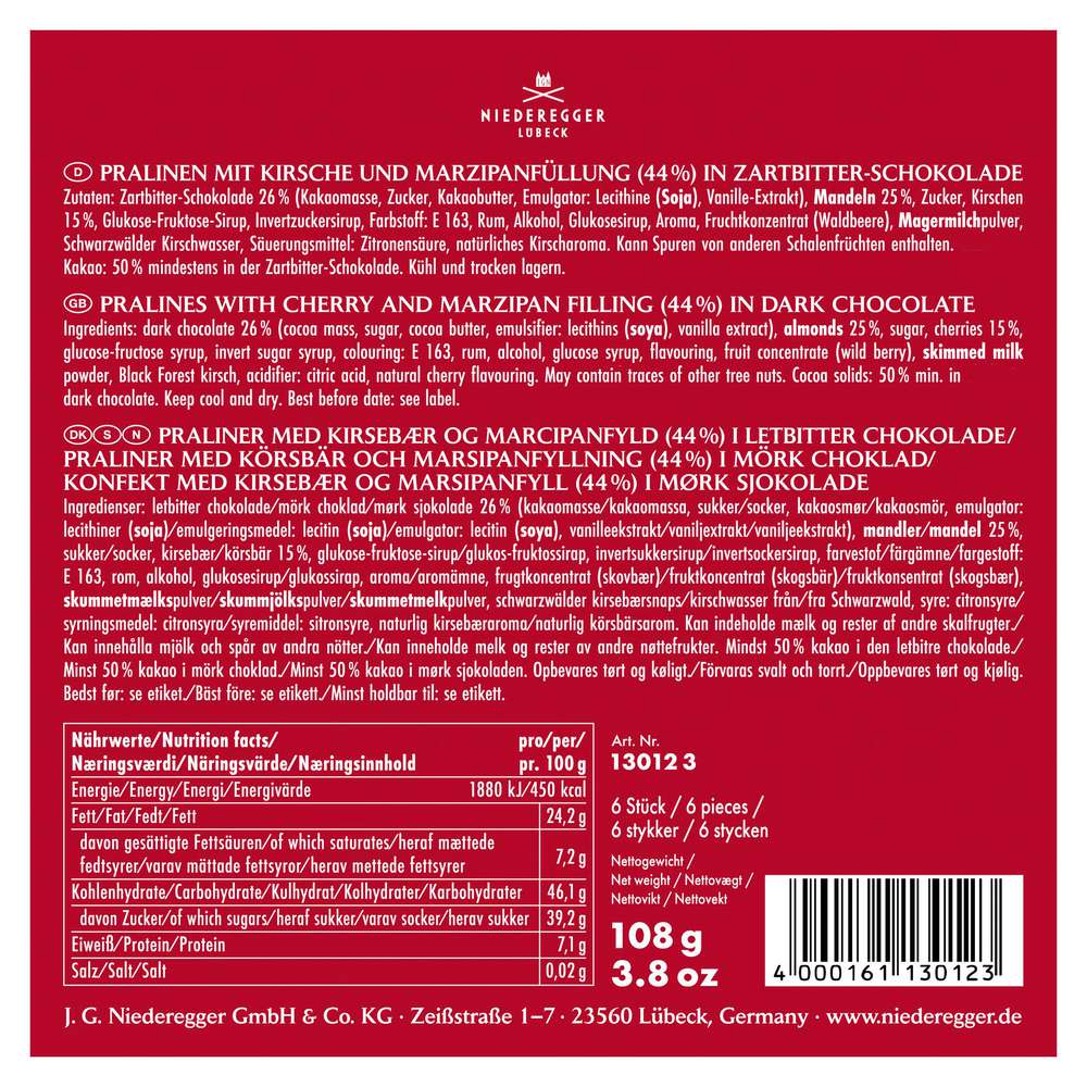 Produktabbildung Niederegger Pralinen Marzipan-Kirsch