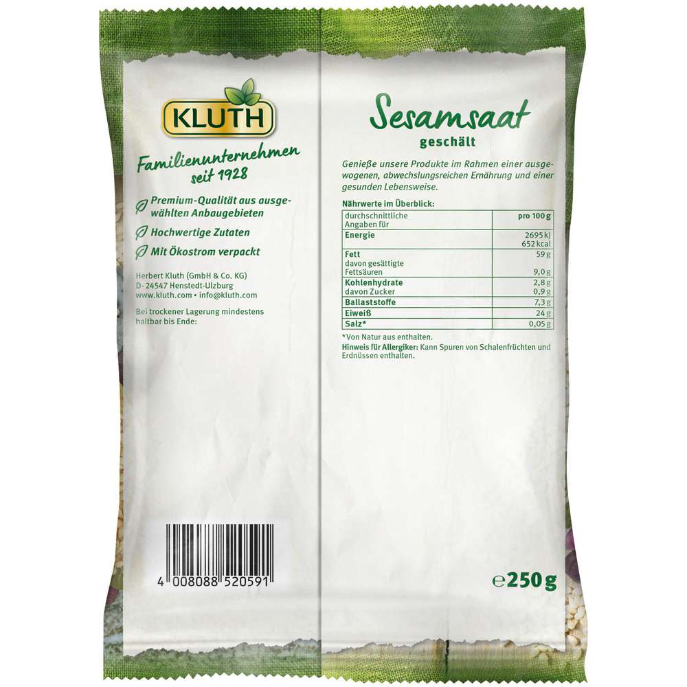 Produktabbildung Kluth Sesamsaat, geschält