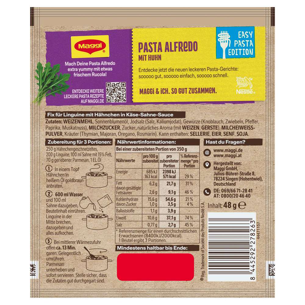 Produktabbildung Maggi Gewürzmischung Easy Pasta Edition, Pasta Alfredo mit Huhn