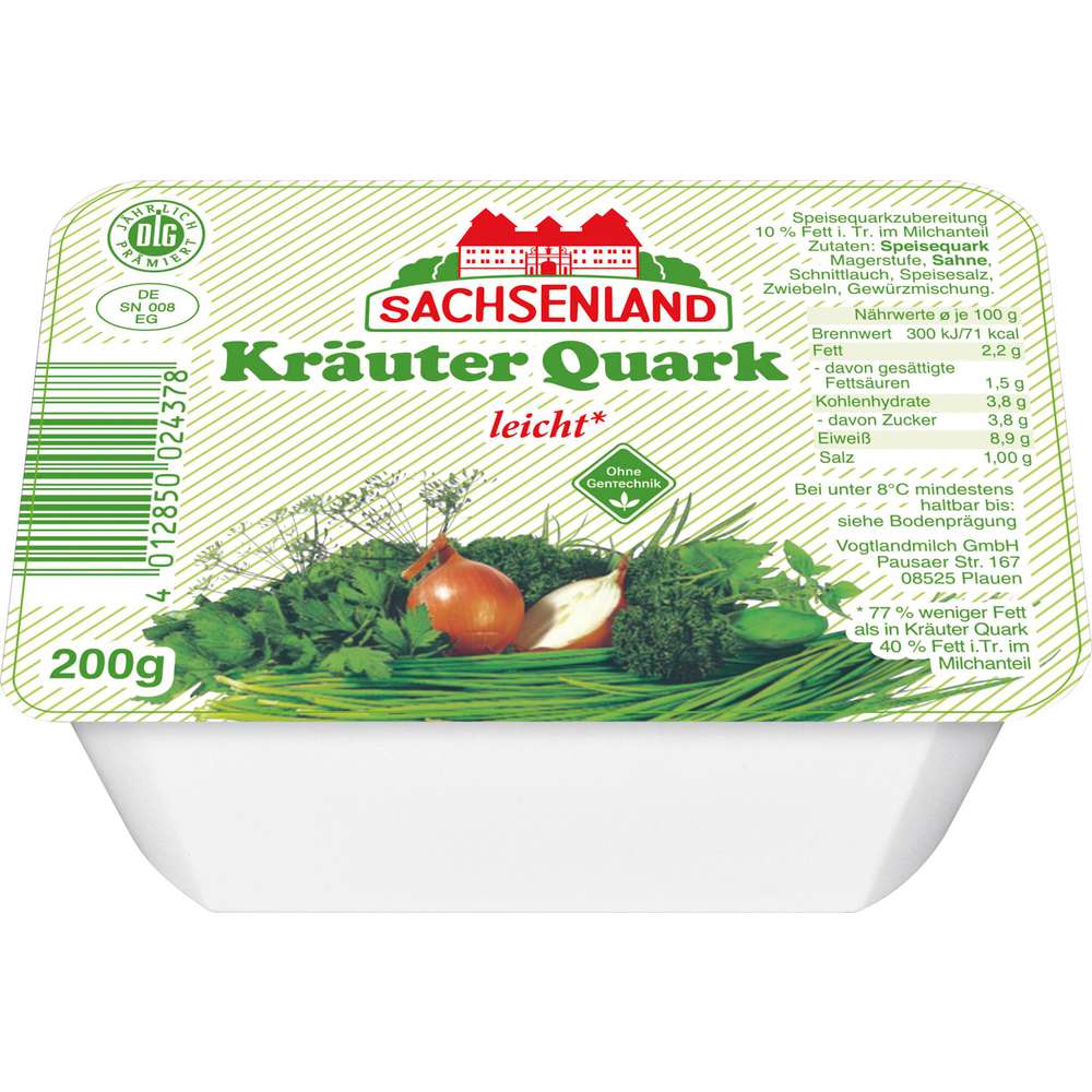 Produktabbildung Sachsenland Kräuterquark, leicht