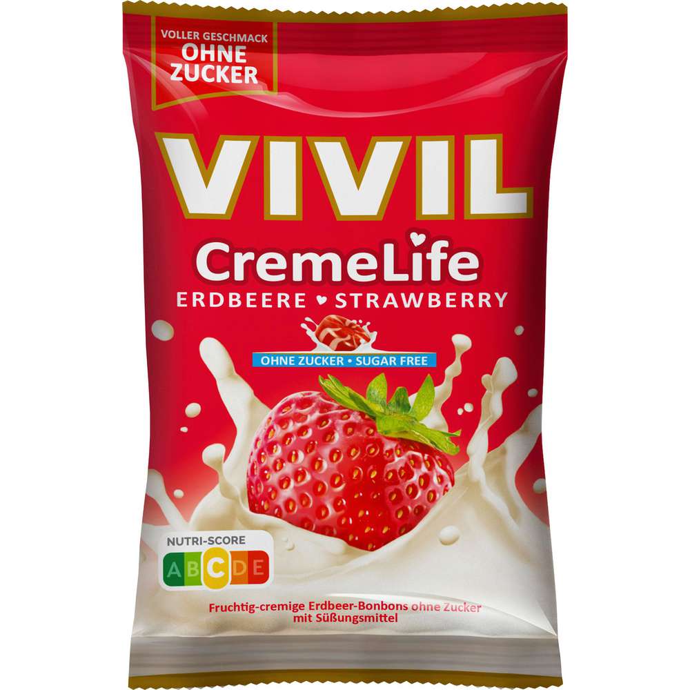 Produktabbildung Vivil Creme Life Classic Bonbons Erdbeer, ohne Zucker
