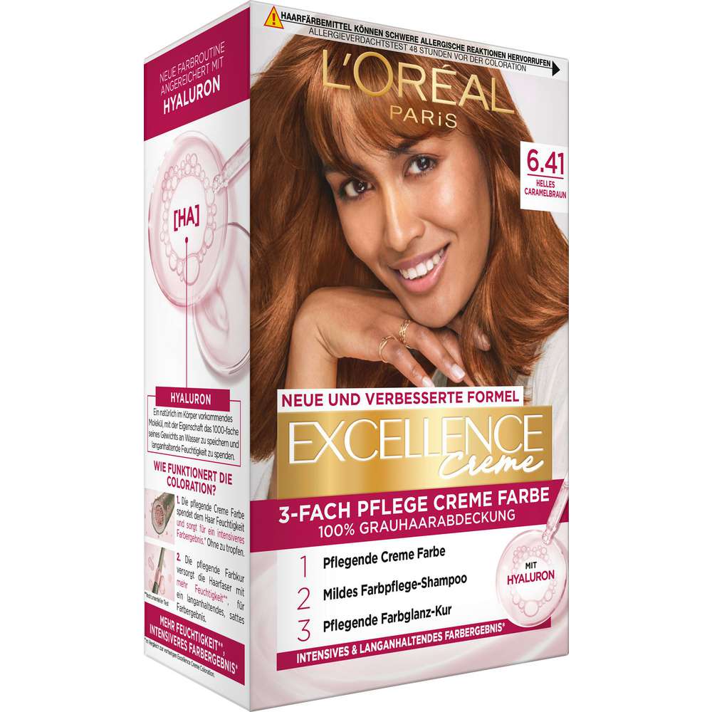 Produktabbildung L'Oreal Paris Excellence Haarfarbe, helles Caramel-Braun 6.41