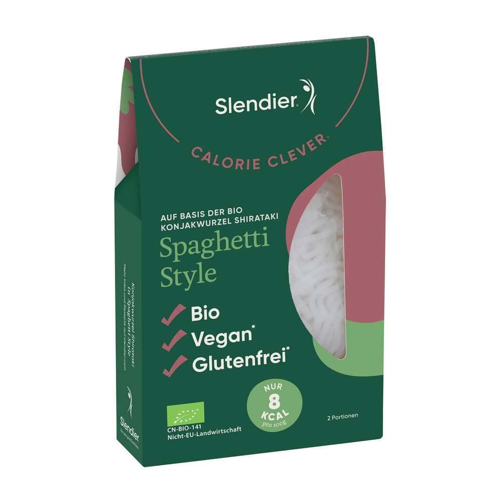 Produktabbildung Slendier Bio Spaghetti Style Nudeln auf Konjakwurzel Basis