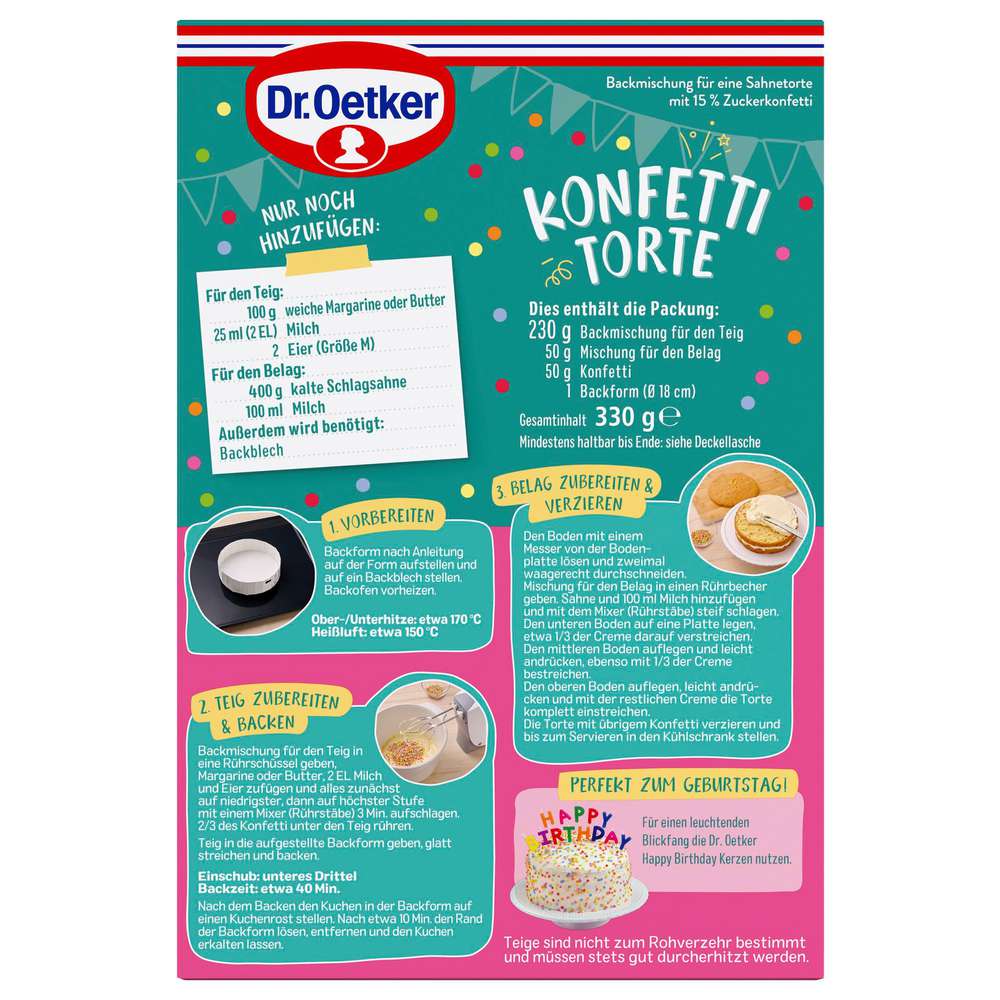 Produktabbildung Dr. Oetker Backmischung Konfetti Torte