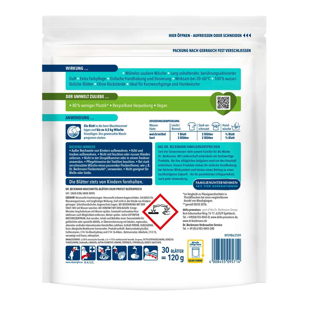 Produktabbildung Dr. Beckmann Color-Waschmittel Blätter