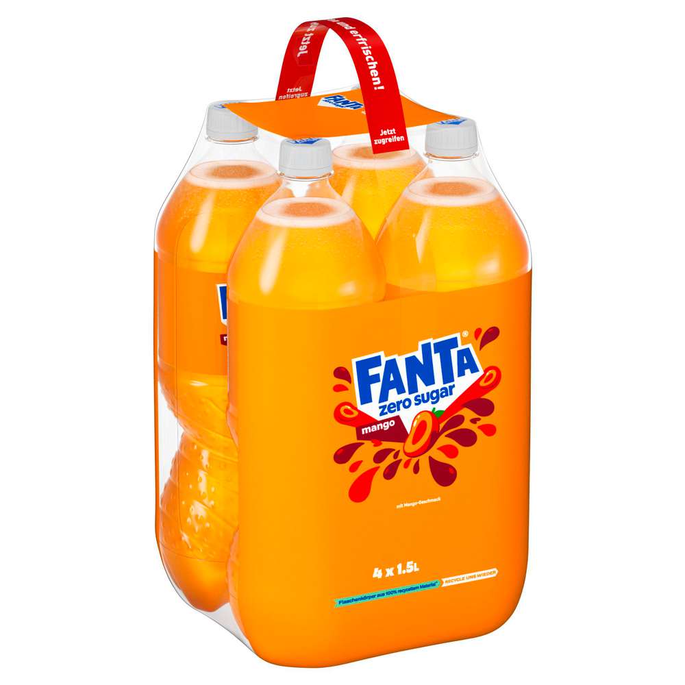 Produktabbildung Fanta Mango-Limonade, zuckerfrei (4x 1,500 Liter)