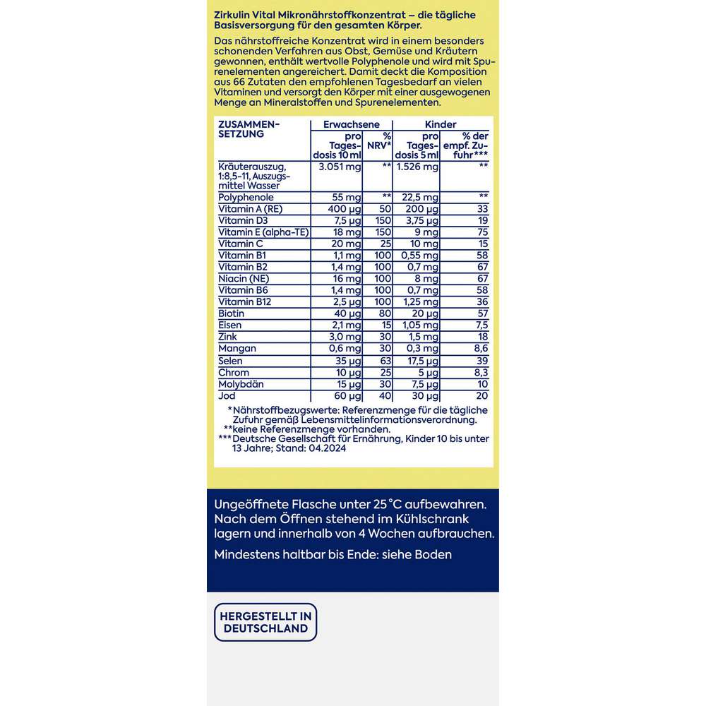 Produktabbildung Zirkulin Vital Mikronährstoffkonzentrat