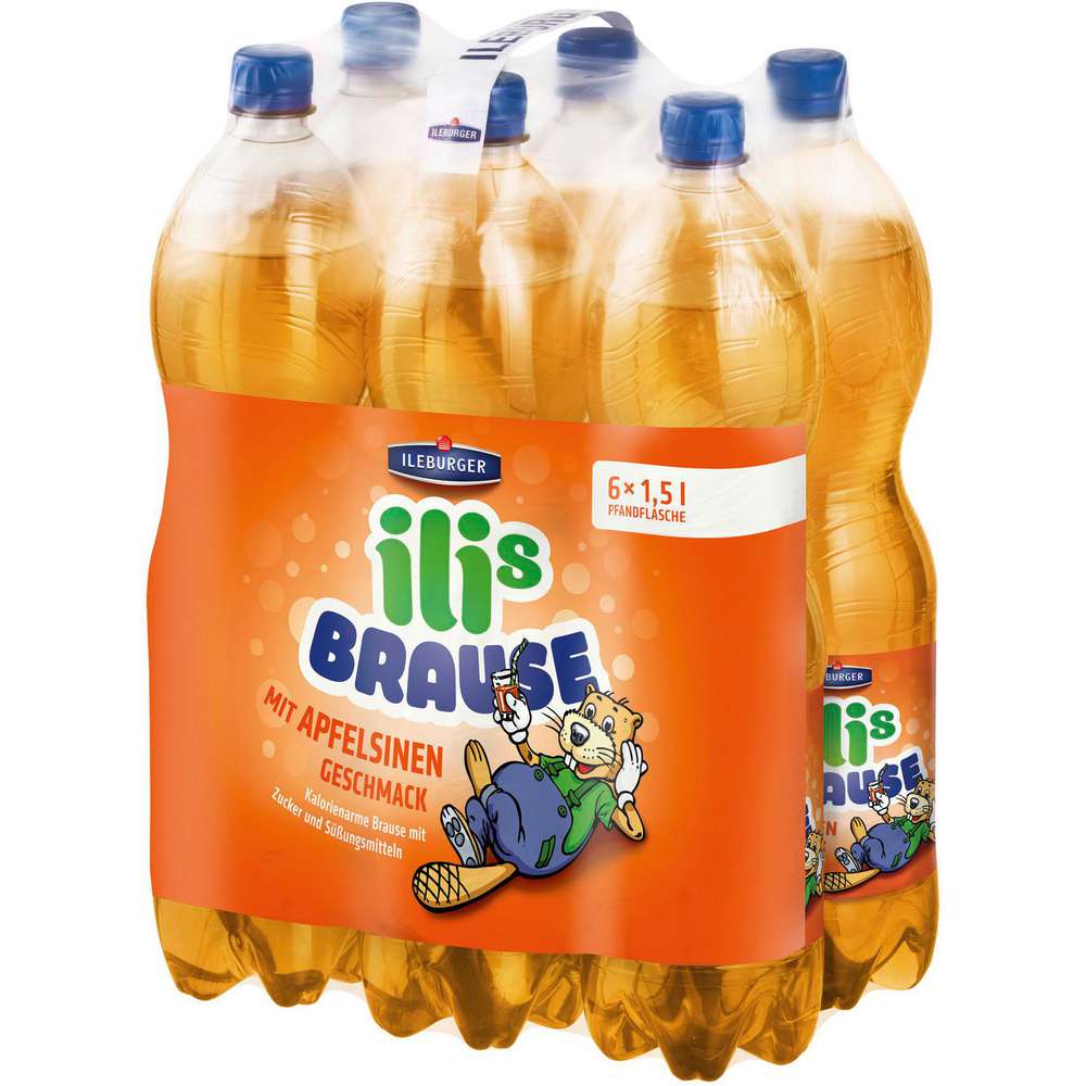Produktabbildung Ileburger Sachsen Quelle Limonade, ilis Brause,  Apfelsinen-Geschmack (6x 1,500 Liter)