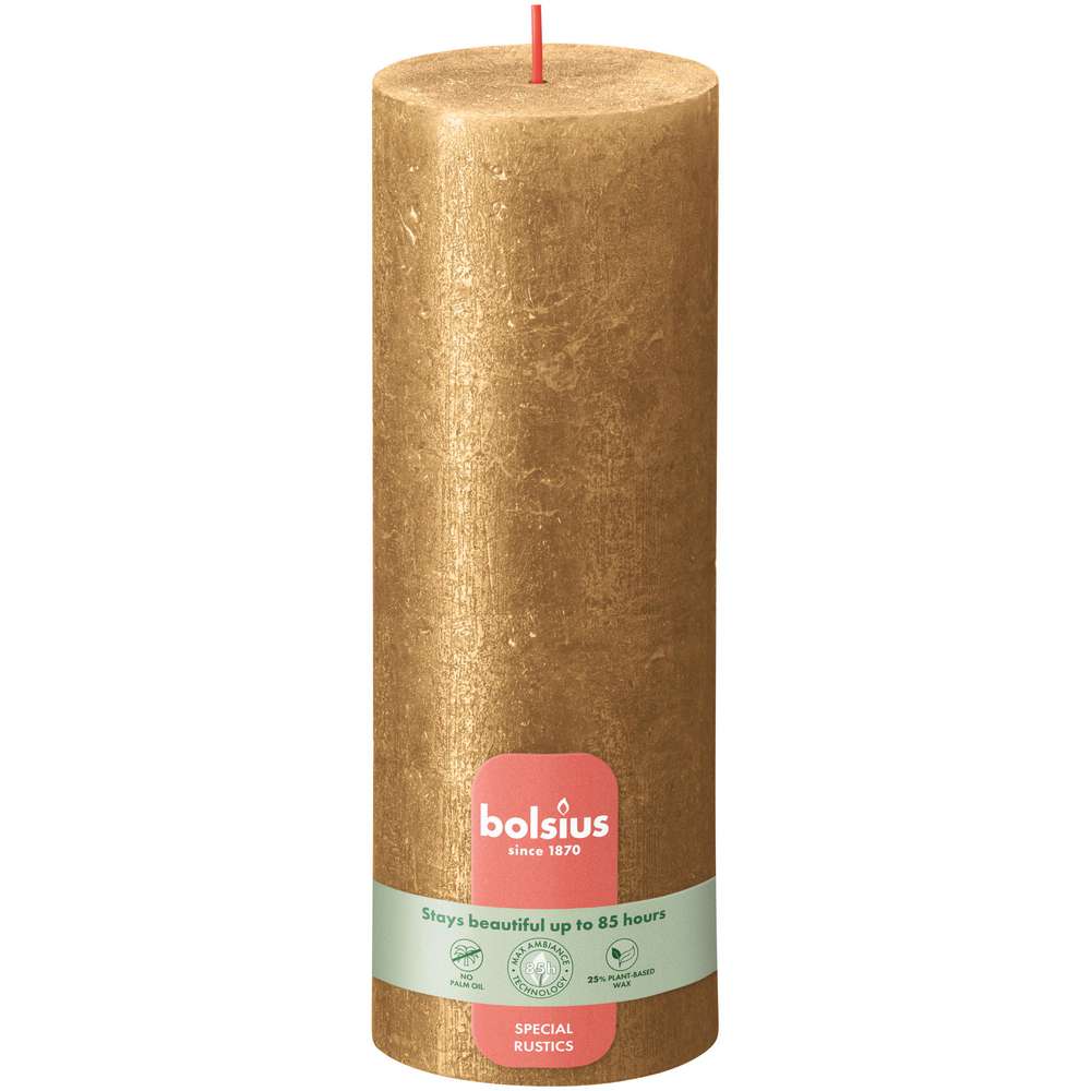 Produktabbildung Bolsius Rustik Kerze Shimmer 19x6,8cm, gold