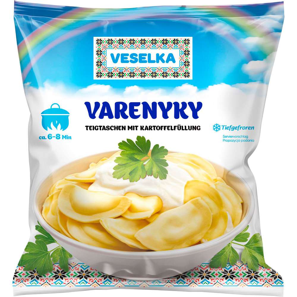 Produktabbildung Veselka Varenyky Kartoffel-Zwiebel-Sahne, tiefgekühlt