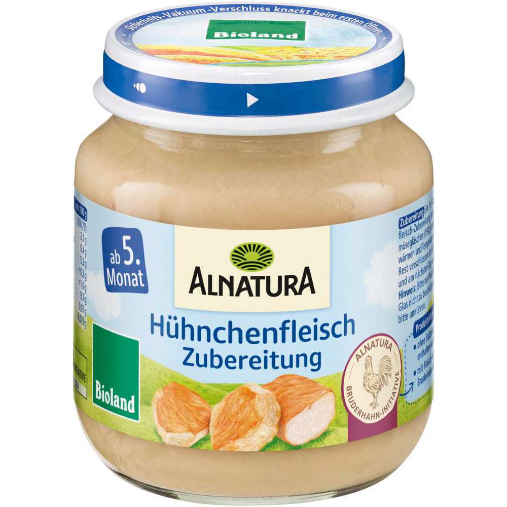 Produktabbildung Alnatura Bio Babynahrung Menü, Hühnchenfleisch