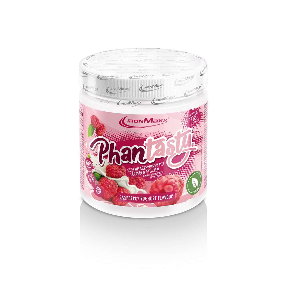 Produktabbildung IronMaxx Phantasty Geschmackspulver mit leckeren Stücken, Raspberry Joghurt Geschmack 