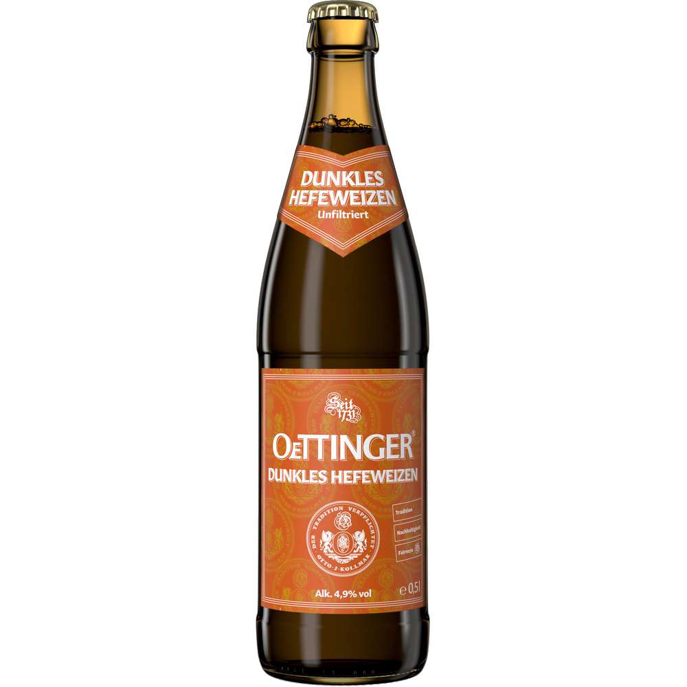 Produktabbildung Oettinger Hefe-Weizenbier, dunkel 4,9%