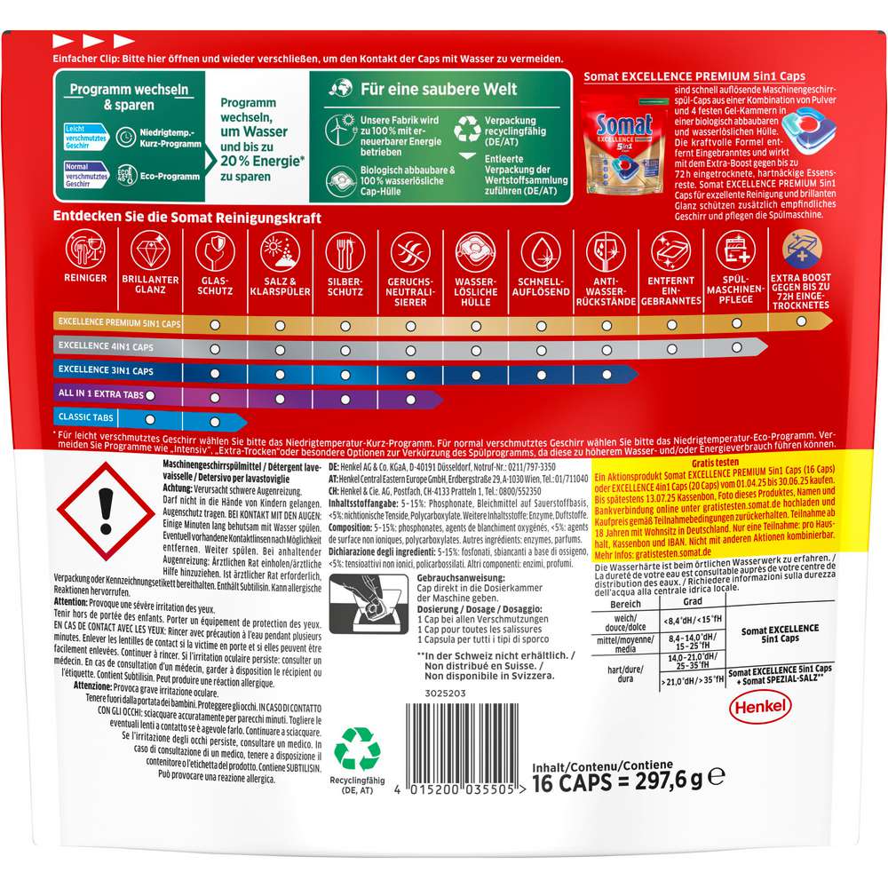Produktabbildung Somat Spülmaschinen-Caps 5in1, Excellence Premium